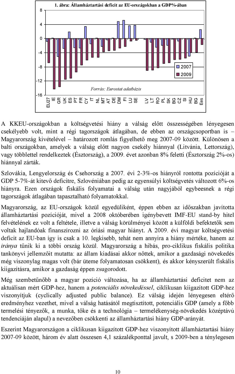 csekélyebb volt, mint a régi tagországok átlagában, de ebben az országcsoportban is Magyarország kivételével határozott romlás figyelhető meg 2007-09 között.