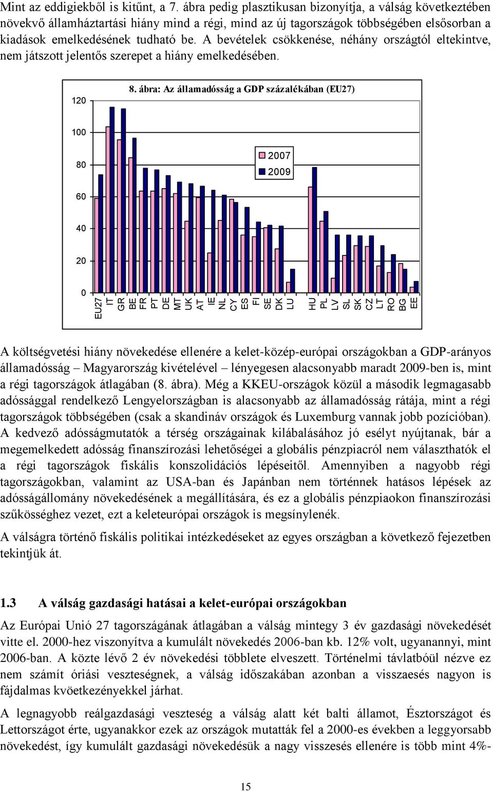 A bevételek csökkenése, néhány országtól eltekintve, nem játszott jelentős szerepet a hiány emelkedésében. 120 8.