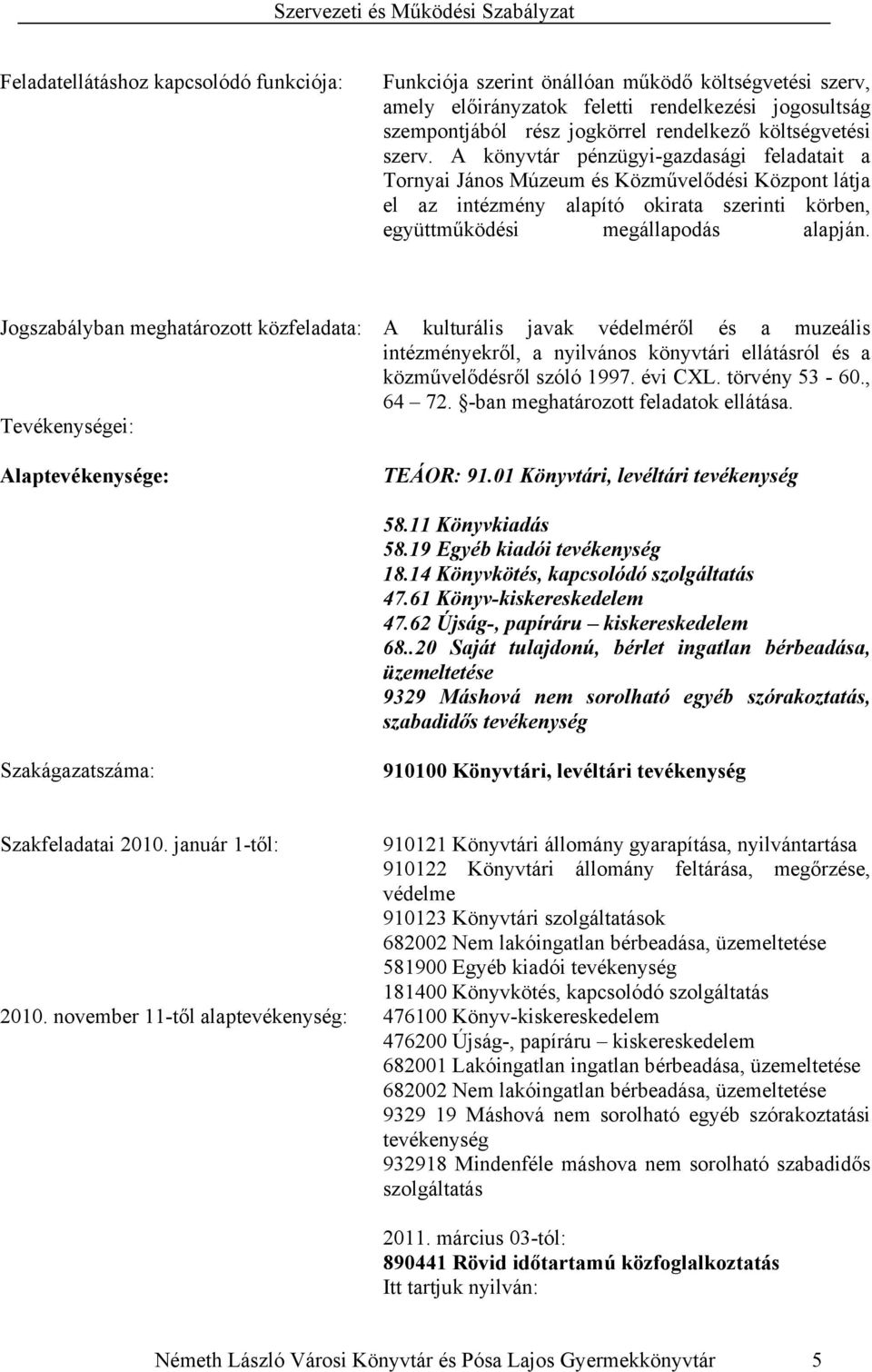 A könyvtár pénzügyi-gazdasági feladatait a Tornyai János Múzeum és Közművelődési Központ látja el az intézmény alapító okirata szerinti körben, együttműködési megállapodás alapján.