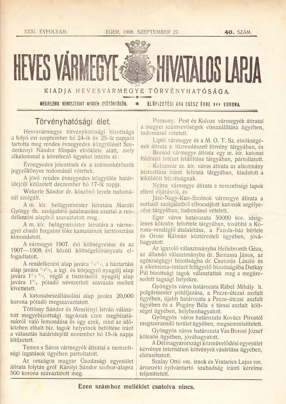 a folyó évi szeptember hó 24_ik és 25_ik napjain LiptÓ r'rrnegye és a M. o. T. Sz. elnökségétartotta meg rendes évnegyecles közg1.