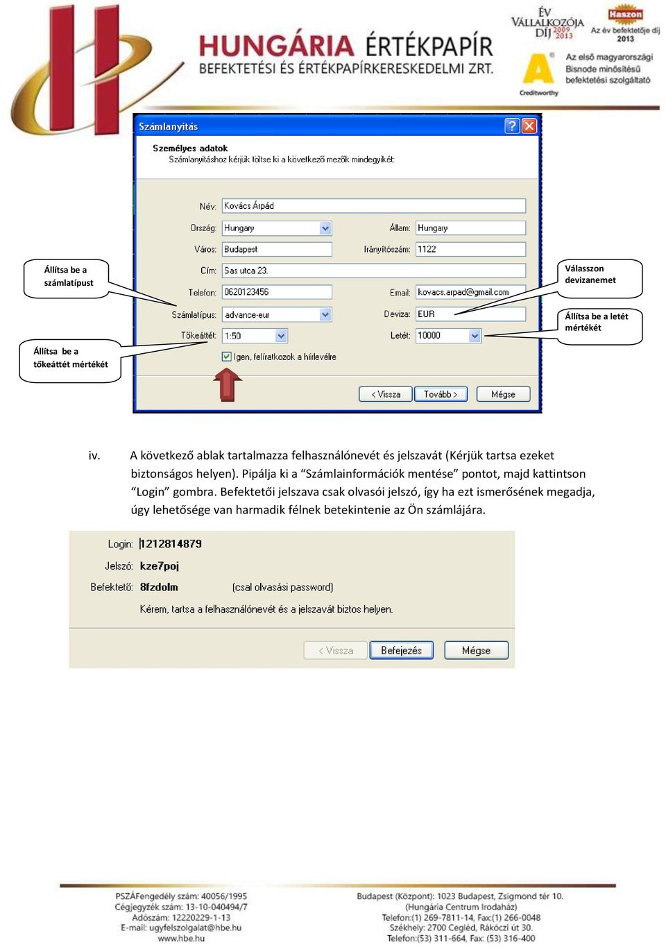 Pipálja ki a Számlainformációk mentése pontot, majd kattintson Login gombra.