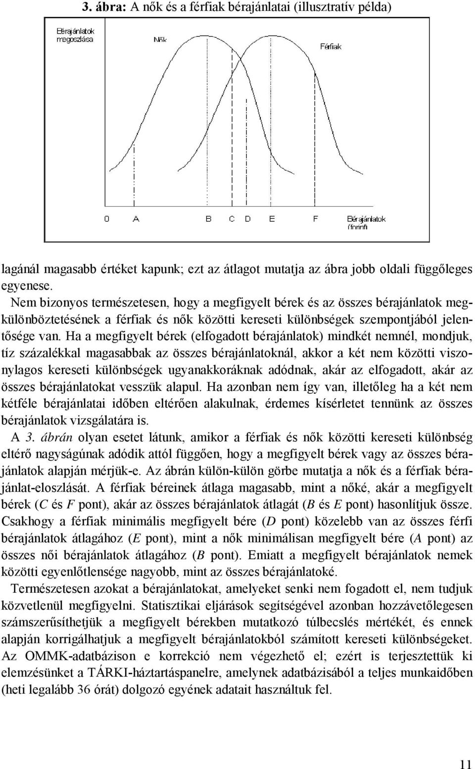 Ha a megfigyelt bérek (elfogadott bérajánlatok) mindkét nemnél, mondjuk, tíz százalékkal magasabbak az összes bérajánlatoknál, akkor a két nem közötti viszonylagos kereseti különbségek