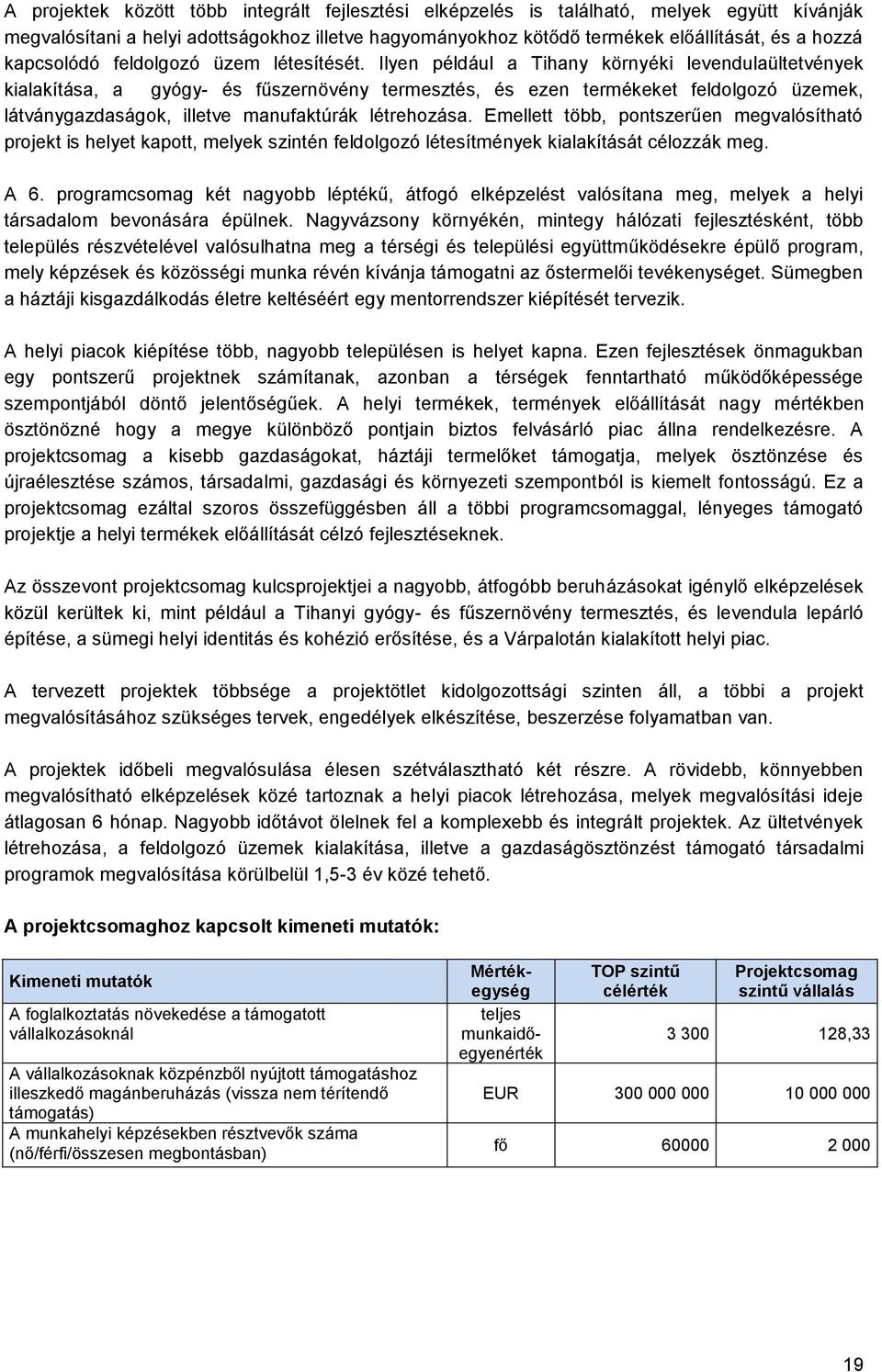 Ilyen például a Tihany környéki levendulaültetvények kialakítása, a gyógy- és fűszernövény termesztés, és ezen termékeket feldolgozó üzemek, látványgazdaságok, illetve manufaktúrák létrehozása.