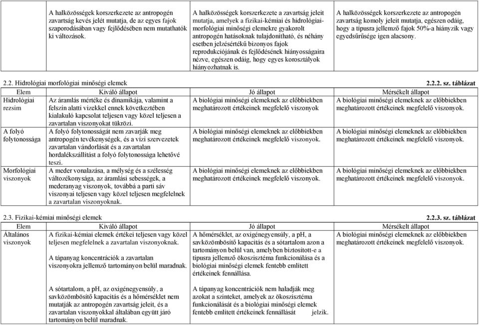 jelzésértékű bizonyos fajok reprodukciójának és fejlődésének hiányosságaira nézve, egészen odáig, hogy egyes korosztályok hiányozhatnak is.