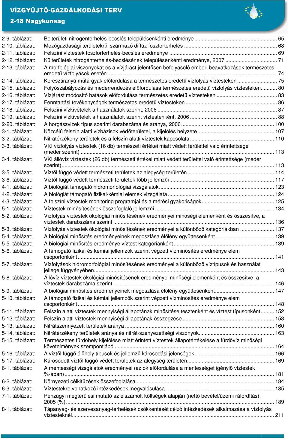 táblázat: A morfológiai viszonyokat és a vízjárást jelentősen befolyásoló emberi beavatkozások természetes eredetű vízfolyások esetén... 74 2-14.