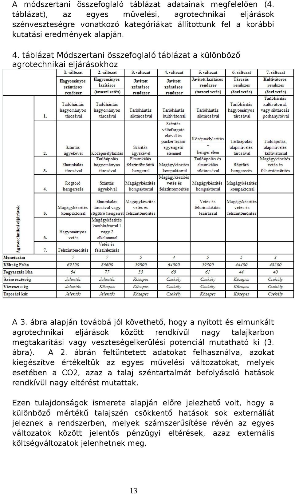 táblázat Módszertani összefoglaló táblázat a különböző agrotechnikai eljárásokhoz A 3.