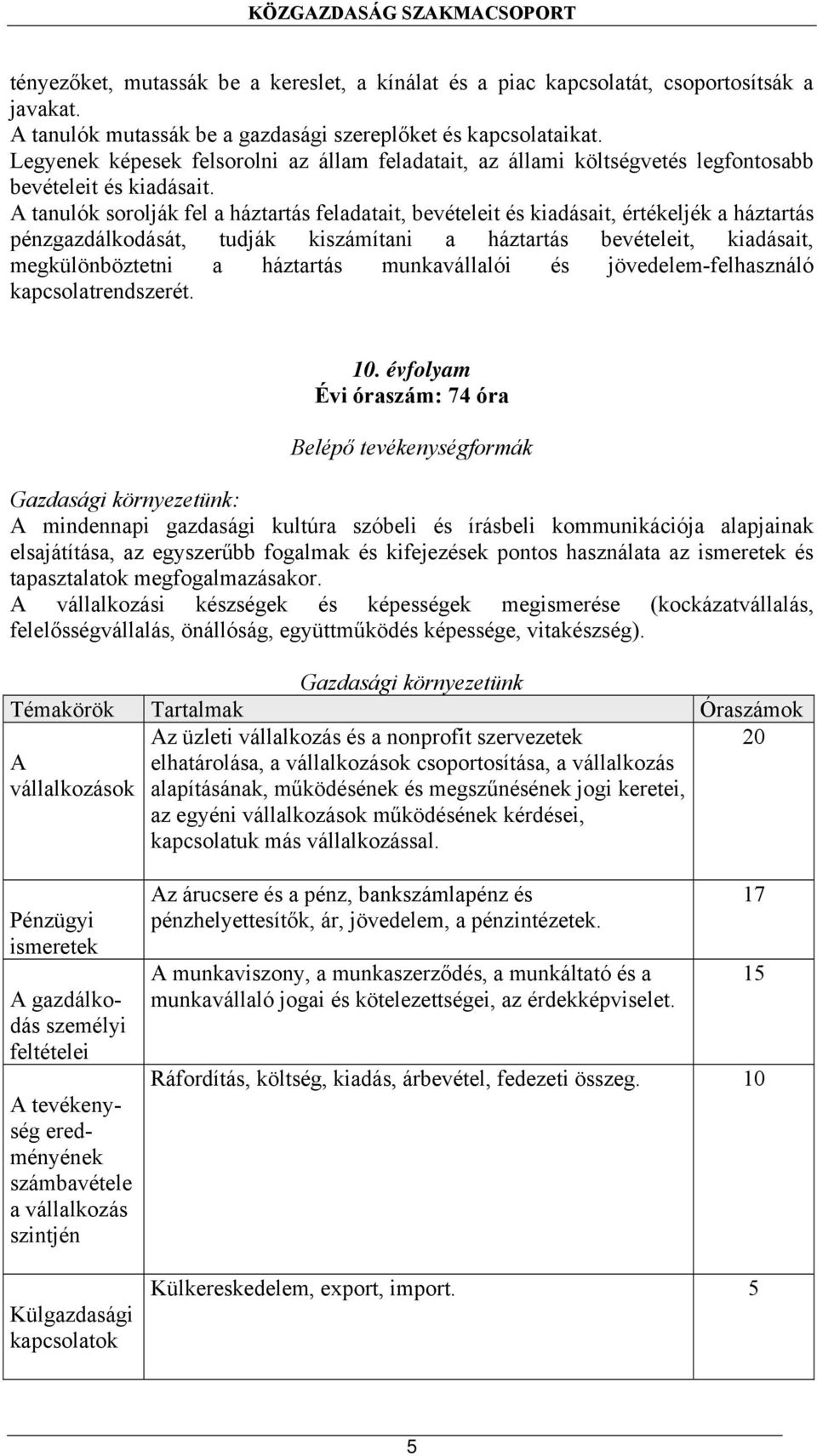 A tanulók sorolják fel a háztartás feladatait, bevételeit és kiadásait, értékeljék a háztartás pénzgazdálkodását, tudják kiszámítani a háztartás bevételeit, kiadásait, megkülönböztetni a háztartás