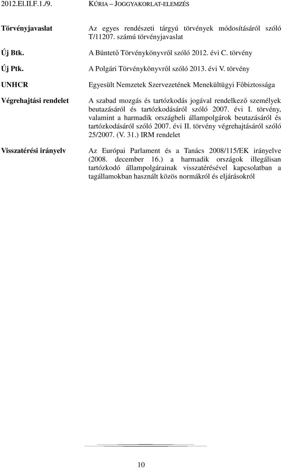 törvény Egyesült Nemzetek Szervezetének Menekültügyi Főbiztossága A szabad mozgás és tartózkodás jogával rendelkező személyek beutazásáról és tartózkodásáról szóló 2007. évi I.