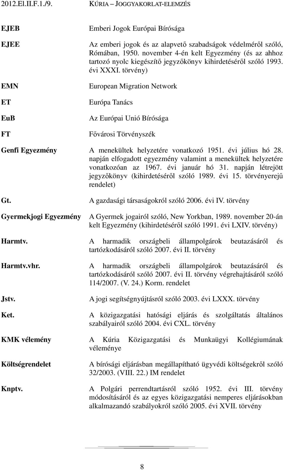 törvény) European Migration Network Európa Tanács Az Európai Unió Bírósága Fővárosi Törvényszék Genfi Egyezmény A menekültek helyzetére vonatkozó 1951. évi július hó 28.