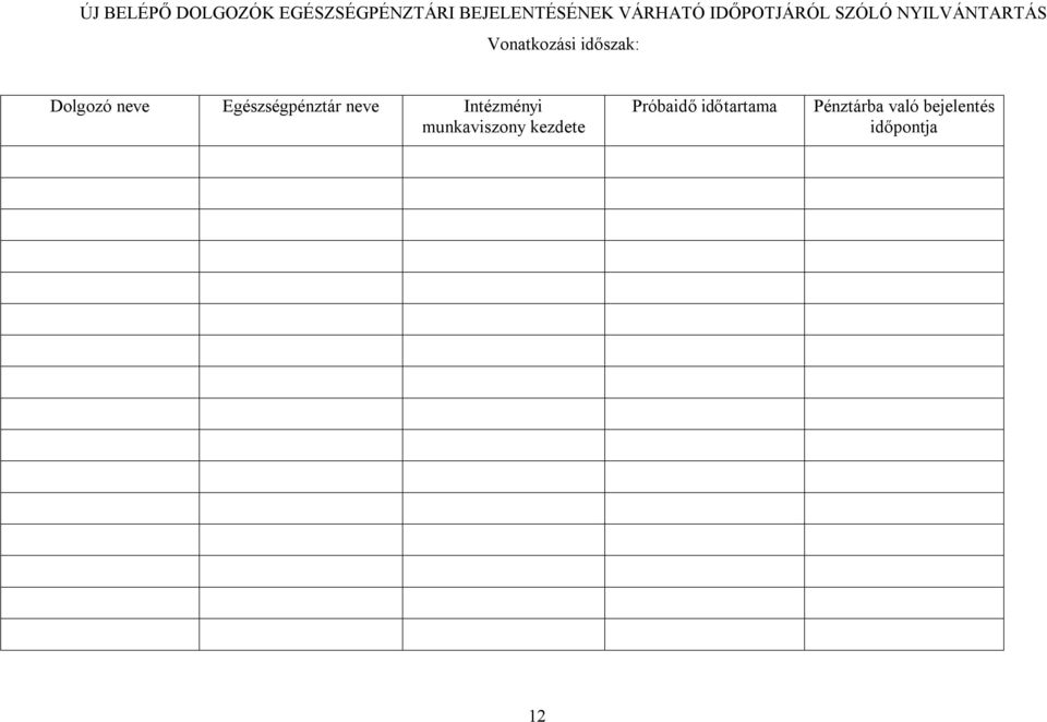 Dolgozó neve Egészségpénztár neve Intézményi munkaviszony