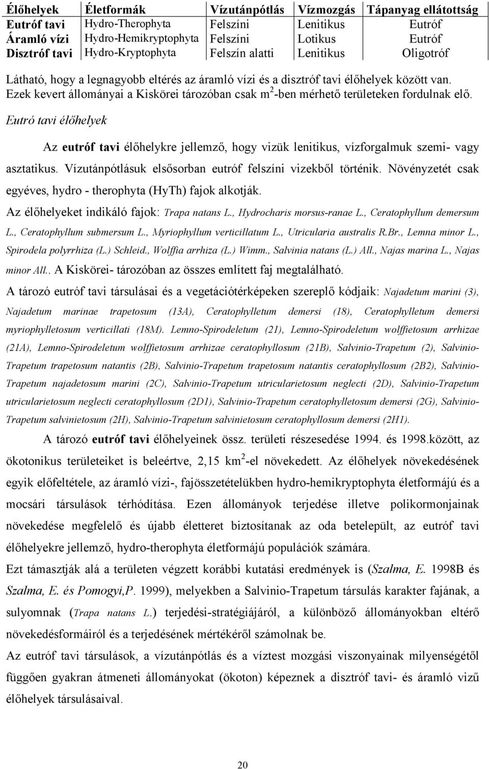 Ezek kevert állományai a Kiskörei tározóban csak m 2 -ben mérhető területeken fordulnak elő.