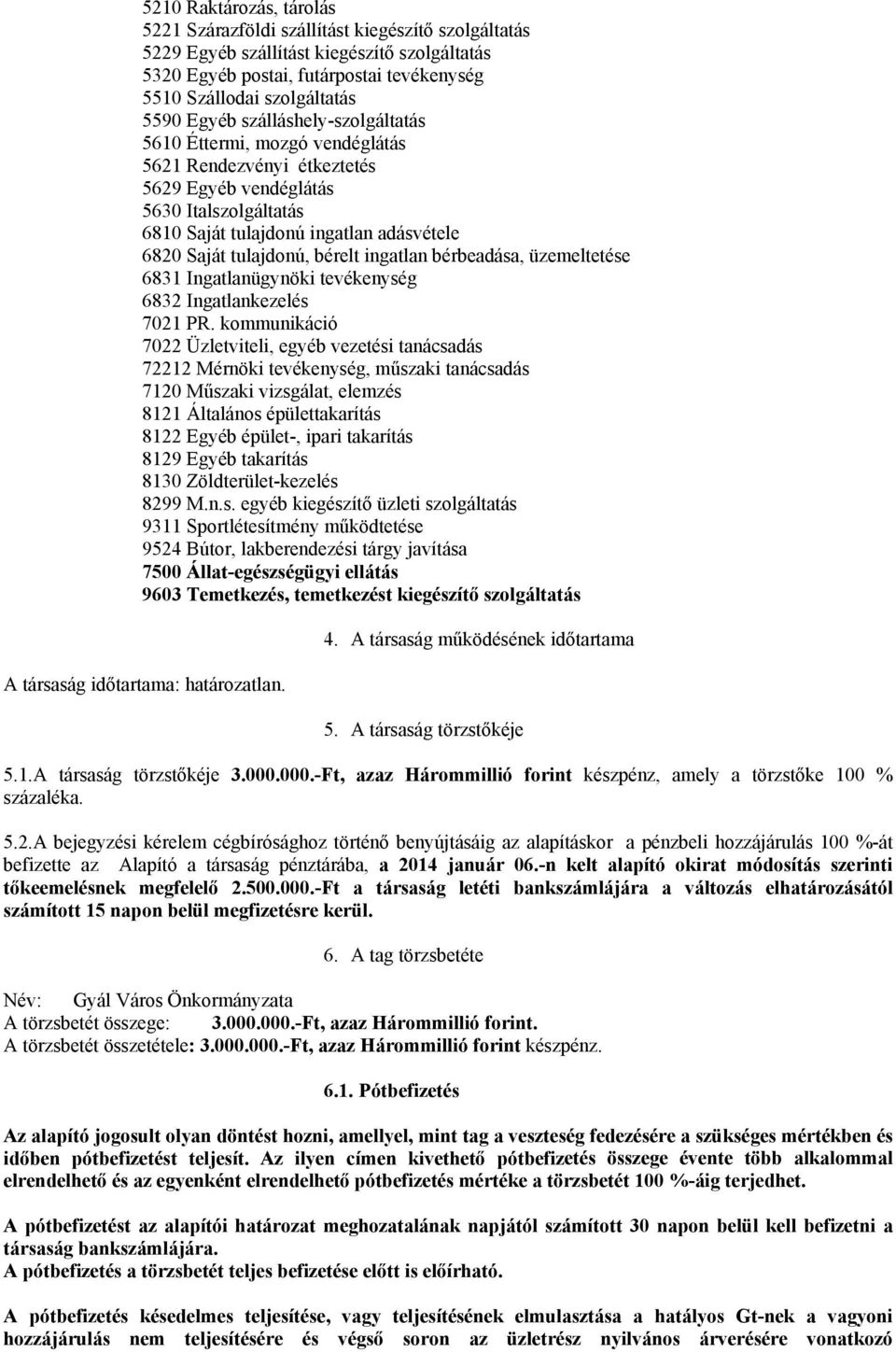 bérelt ingatlan bérbeadása, üzemeltetése 6831 Ingatlanügynöki tevékenység 6832 Ingatlankezelés 7021 PR.