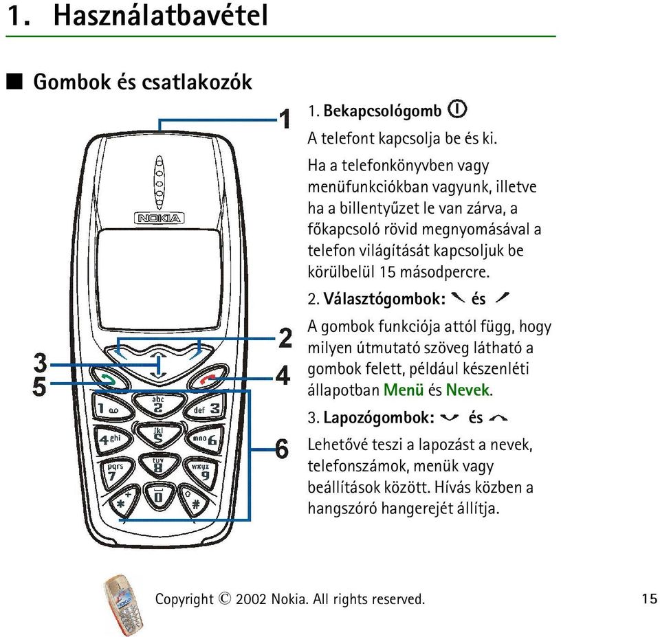 kapcsoljuk be körülbelül 15 másodpercre. 2.