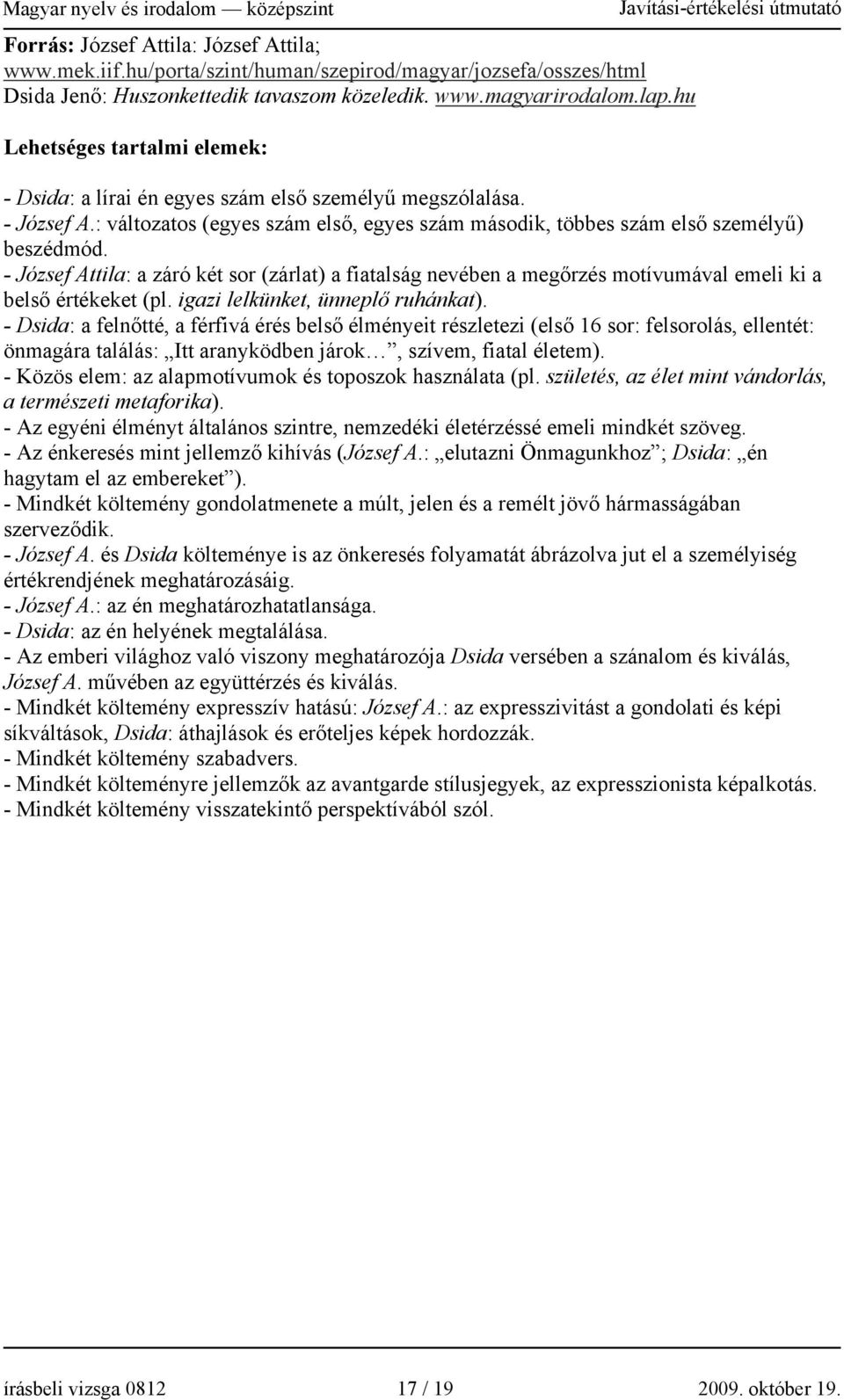 - József Attila: a záró két sor (zárlat) a fiatalság nevében a megőrzés motívumával emeli ki a belső értékeket (pl. igazi lelkünket, ünneplő ruhánkat).