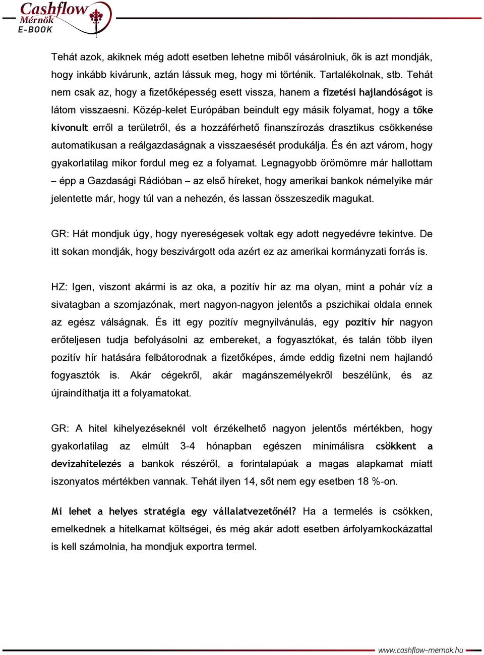 Közép-kelet Európában beindult egy másik folyamat, hogy a tőke kivonult erről a területről, és a hozzáférhető finanszírozás drasztikus csökkenése automatikusan a reálgazdaságnak a visszaesését