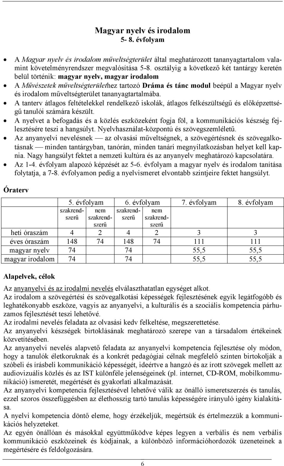 mőveltségterület tananyagtartalmába. A tanterv átlagos feltételekkel rendelkezı iskolák, átlagos felkészültségő és elıképzettségő tanulói számára készült.