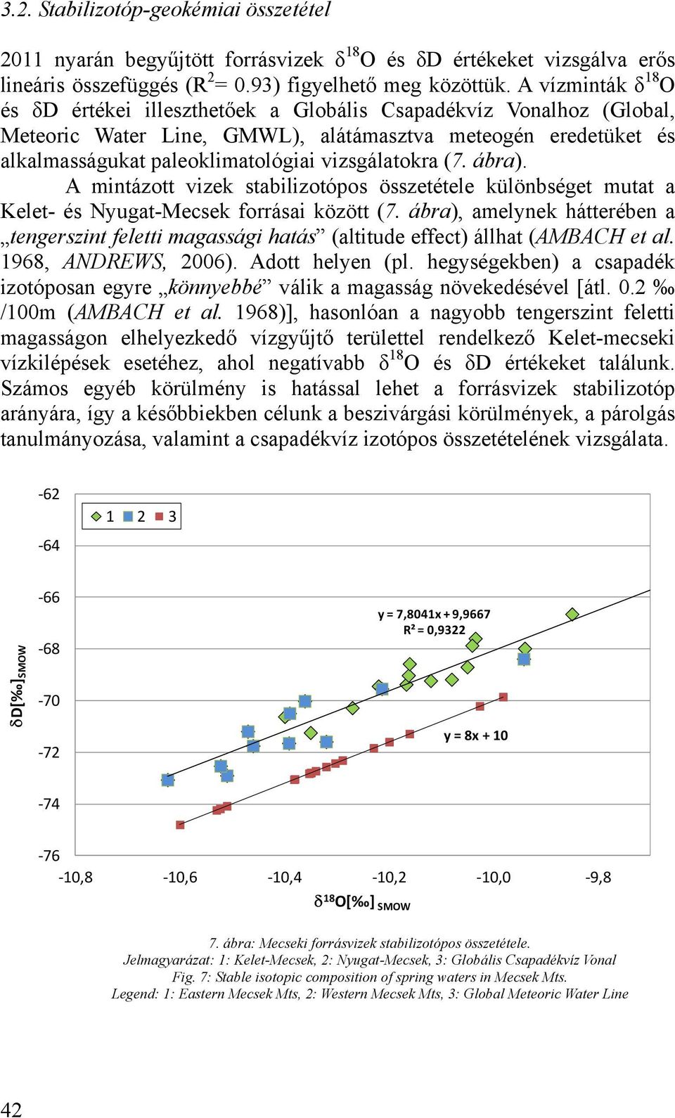 vizsgálatokra (7. ábra). A mintázott vizek stabilizotópos összetétele különbséget mutat a Kelet- és Nyugat-Mecsek forrásai között (7.