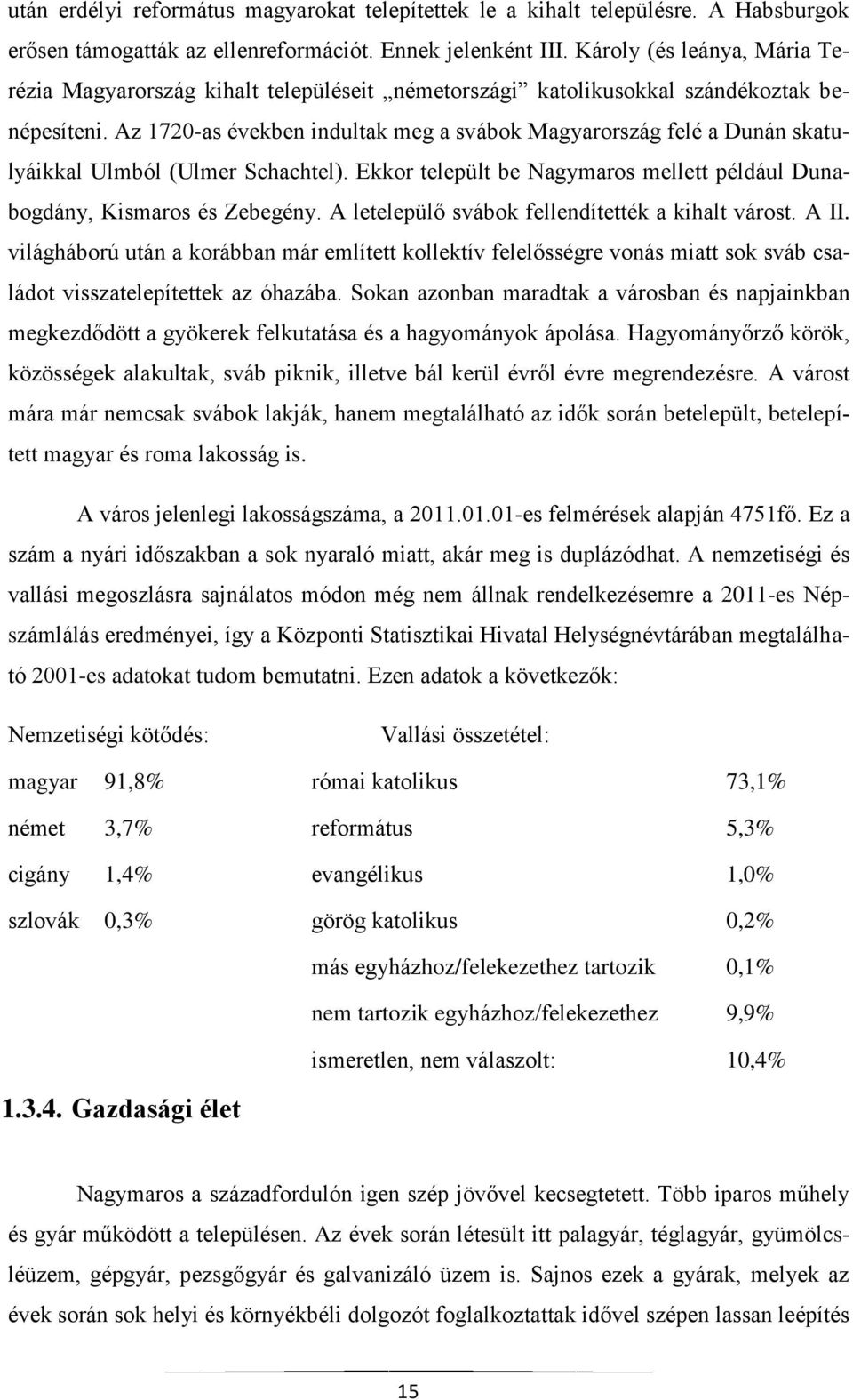 Az 1720-as években indultak meg a svábok Magyarország felé a Dunán skatulyáikkal Ulmból (Ulmer Schachtel). Ekkor települt be Nagymaros mellett például Dunabogdány, Kismaros és Zebegény.