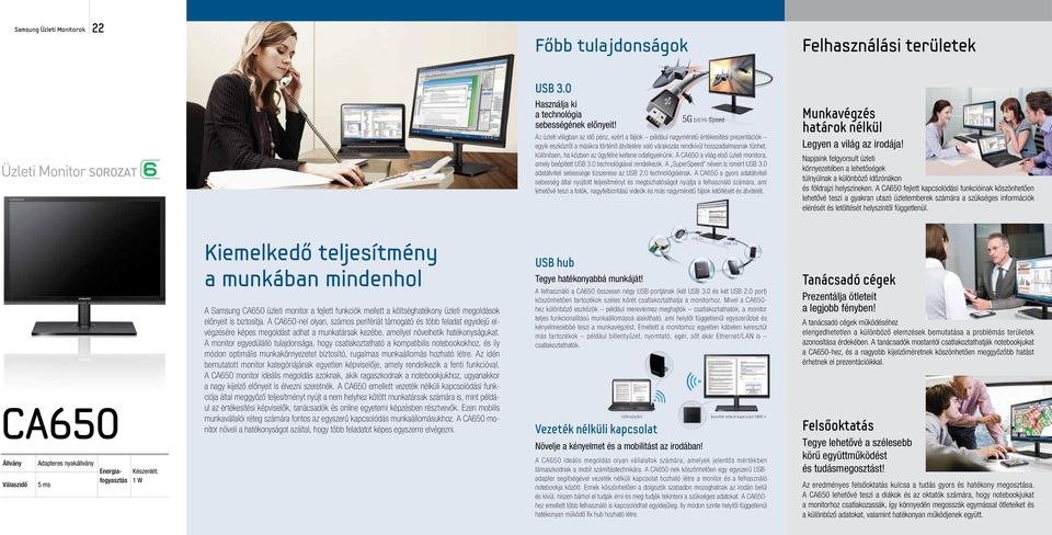 közben az ügyfélre kellene odafigyelnünk. A CA650 a világ első üzleti monitora, amely beépített USB 3.0 technológiával rendelkezik. A SuperSpeed néven is ismert USB 3.