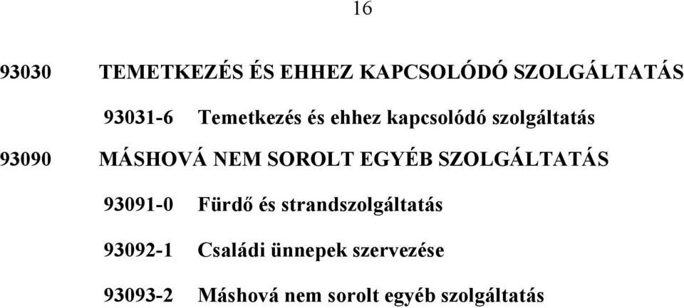 SOROLT EGYÉB SZOLGÁLTATÁS 93091-0 Fürdő és strandszolgáltatás