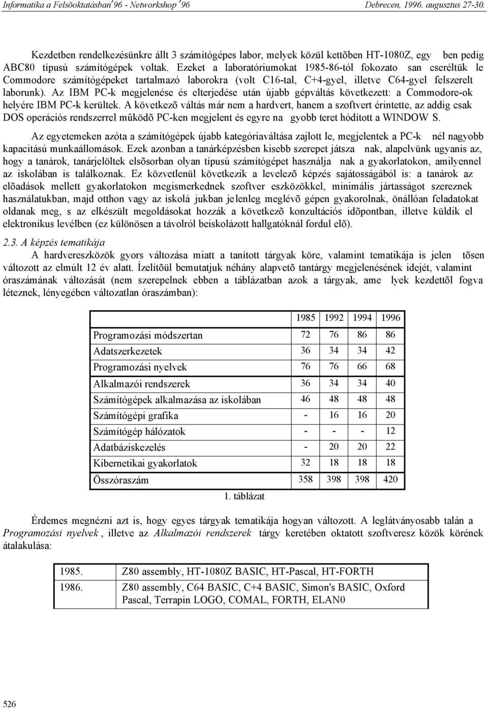 Az IBM PC-k megjelenése és elterjedése után újabb gépváltás következett: a Commodore-ok helyére IBM PC-k kerültek.