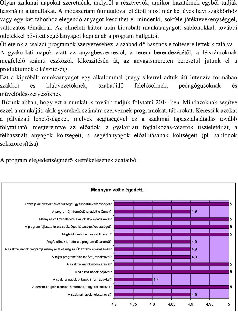 Az elméleti háttér után kipróbált munkaanyagot; sablonokkal, további ötletekkel bővített segédanyagot kapnának a program hallgatói.