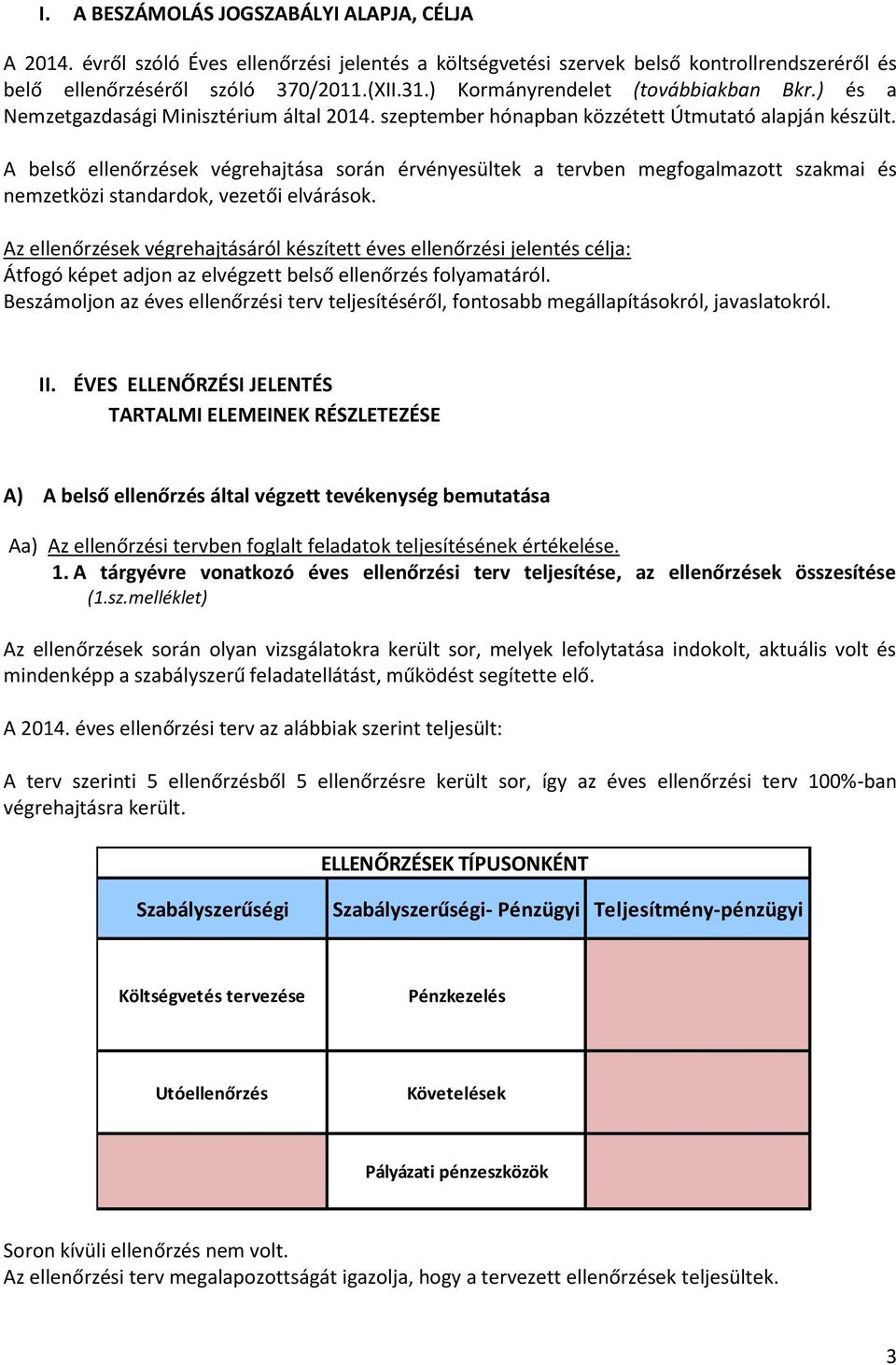 A belső ellenőrzések végrehajtása során érvényesültek a tervben megfogalmazott szakmai és nemzetközi standardok, vezetői elvárások.