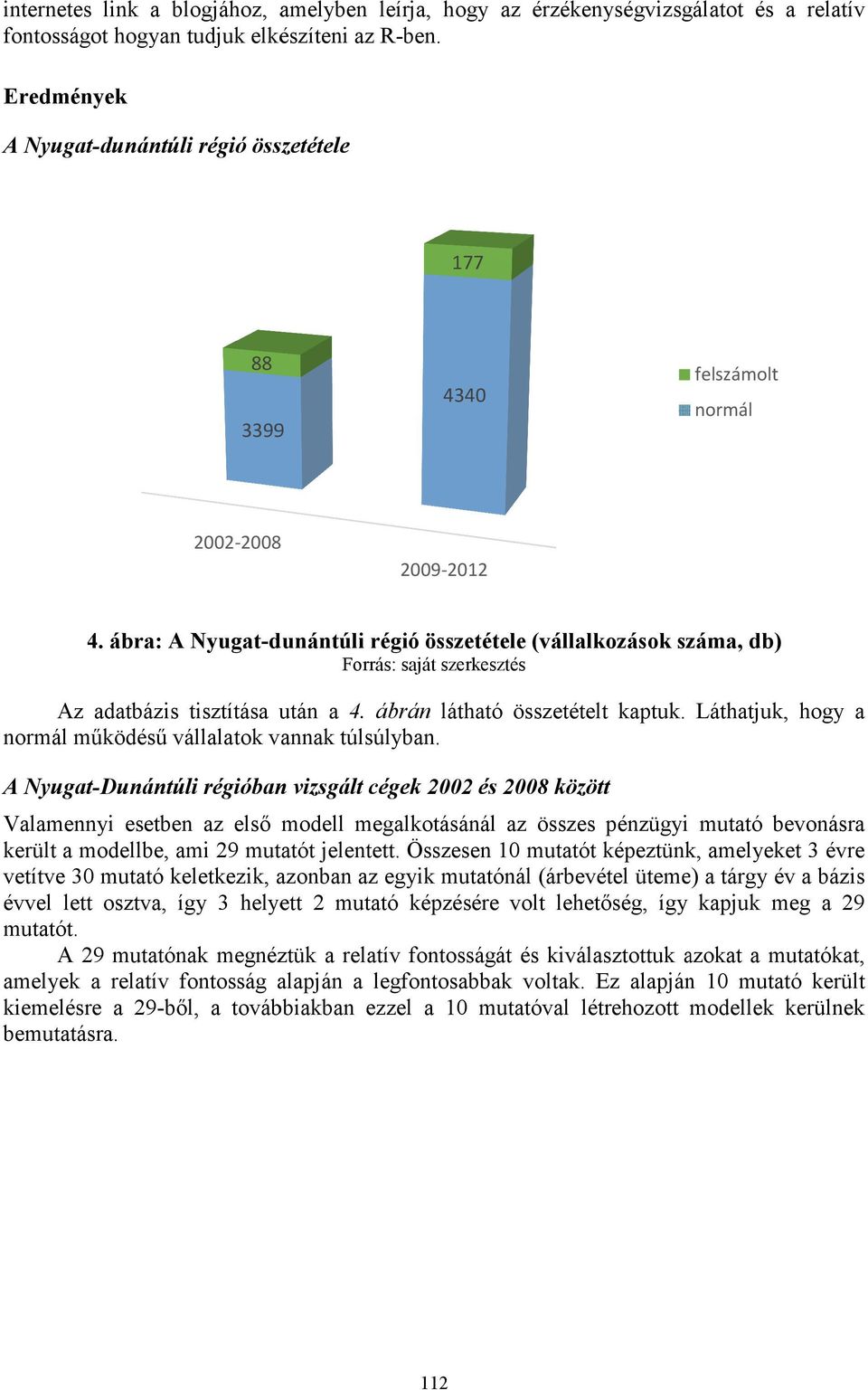 ábra: A Nyugat-dunántúli régió összetétele (vállalkozások száma, db) Forrás: saját szerkesztés Az adatbázis tisztítása után a 4. ábrán látható összetételt kaptuk.