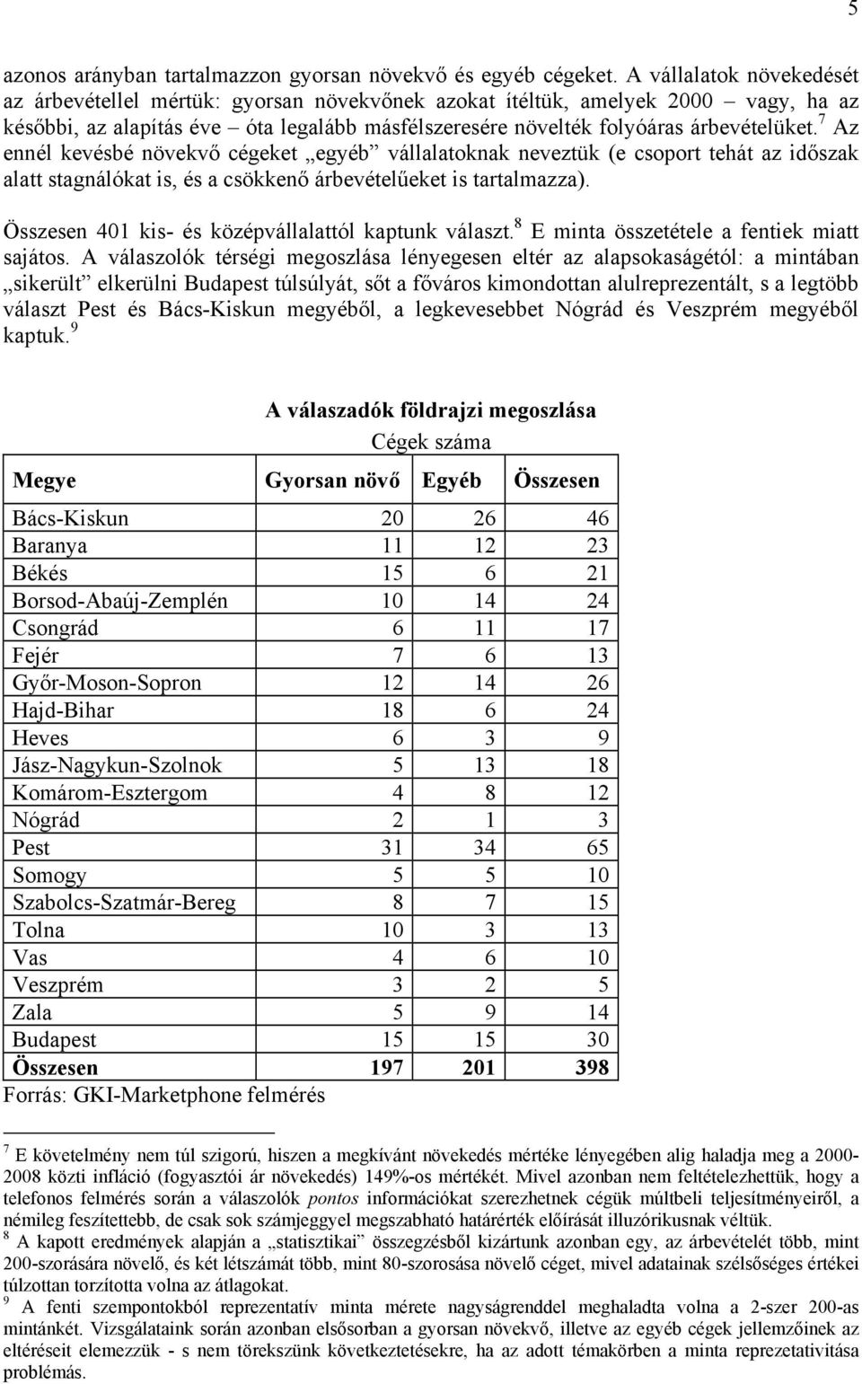 7 Az ennél kevésbé növekvő cégeket egyéb vállalatoknak neveztük (e csoport tehát az időszak alatt stagnálókat is, és a csökkenő árbevételűeket is tartalmazza).