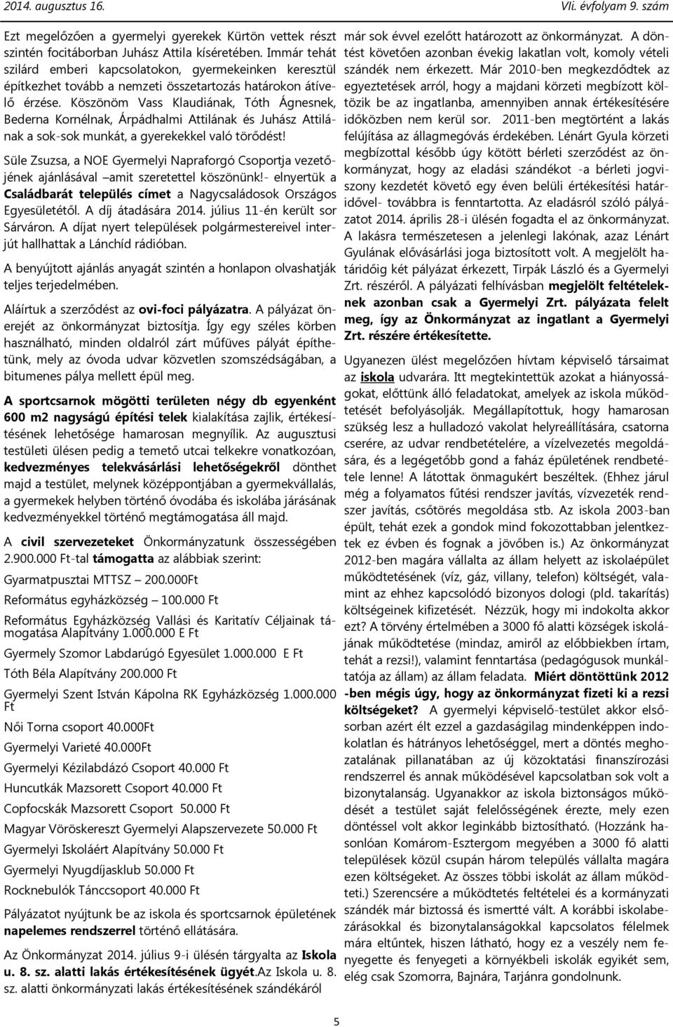 Köszönöm Vass Klaudiának, Tóth Ágnesnek, Bederna Kornélnak, Árpádhalmi Attilának és Juhász Attilának a sok-sok munkát, a gyerekekkel való törődést!