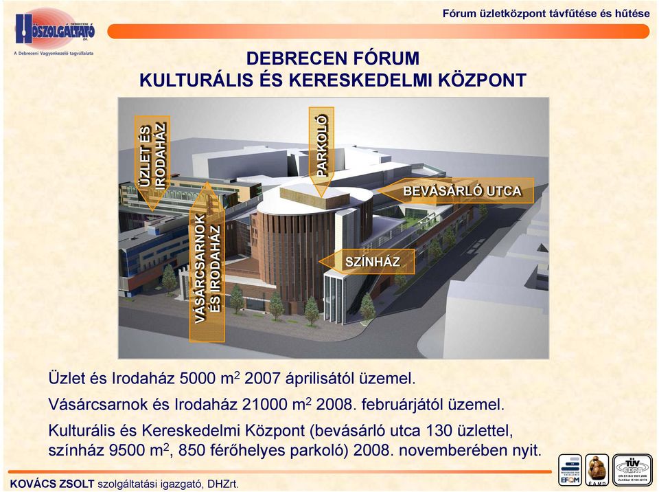 Vásárcsarnok és Irodaház 21000 m 2 2008. februárjától üzemel.