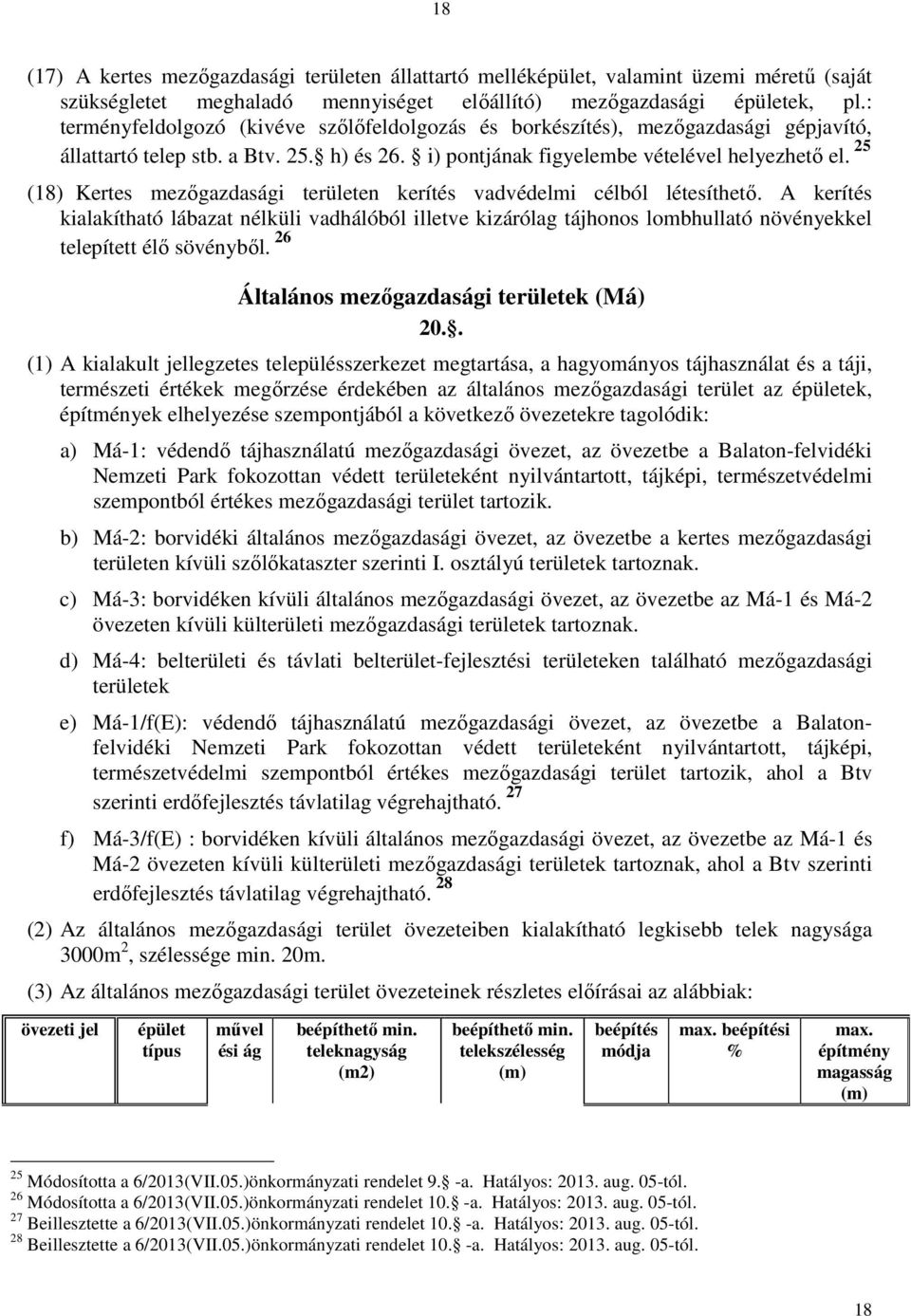 25 (18) Kertes mezőgazdasági területen kerítés vadvédelmi célból létesíthető.