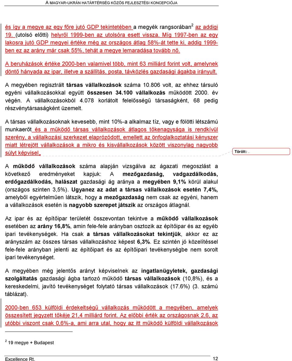 A beruházások értéke 2000-ben valamivel több, mint 63 milliárd forint volt, amelynek döntő hányada az ipar, illetve a szállítás, posta, távközlés gazdasági ágakba irányult.