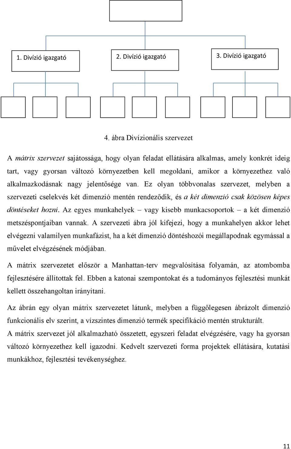 való alkalmazkodásnak nagy jelentősége van. Ez olyan többvonalas szervezet, melyben a szervezeti cselekvés két dimenzió mentén rendeződik, és a két dimenzió csak közösen képes döntéseket hozni.