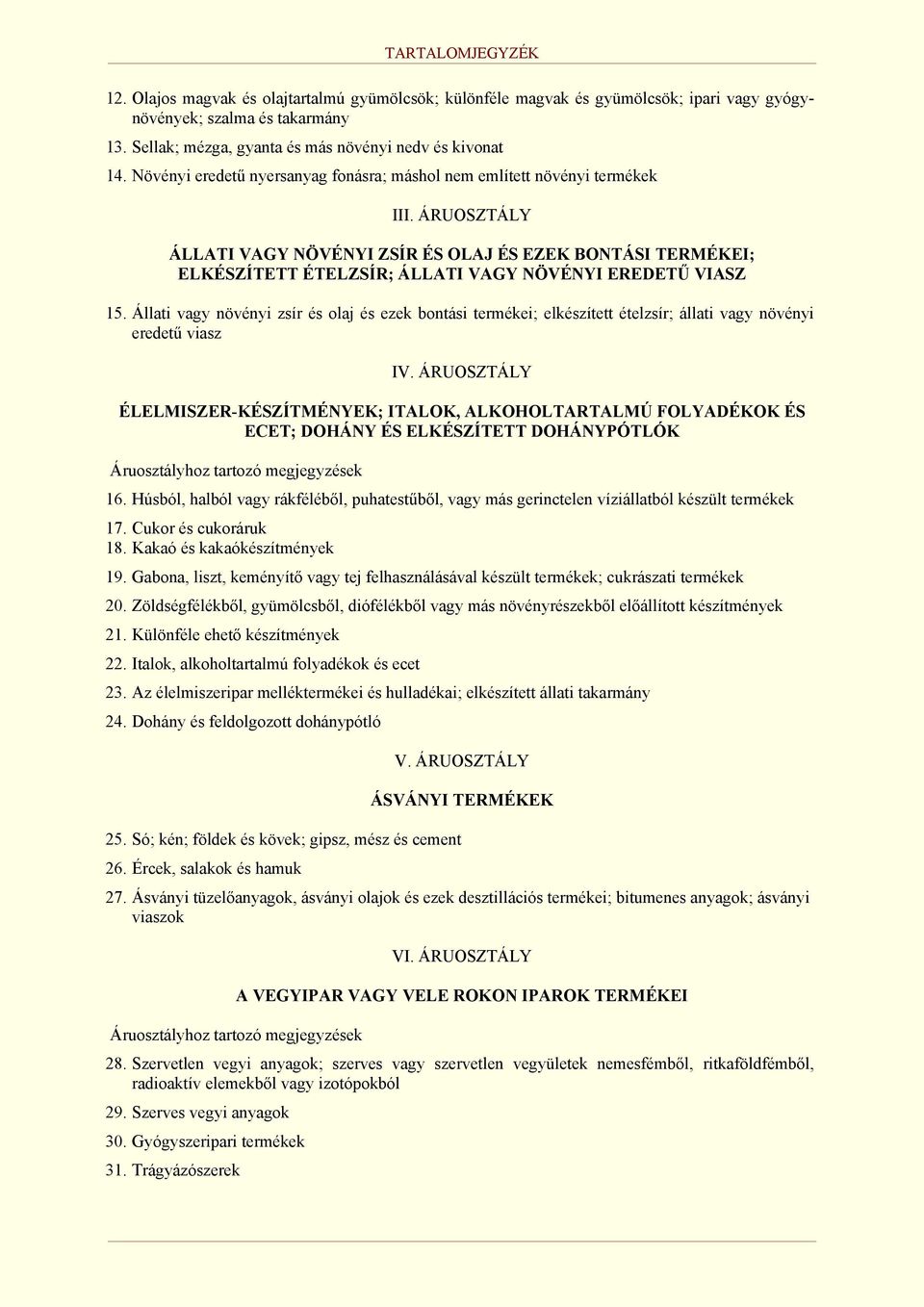 ÁRUOSZTÁLY ÁLLATI VAGY NÖVÉNYI ZSÍR ÉS OLAJ ÉS EZEK BONTÁSI TERMÉKEI; ELKÉSZÍTETT ÉTELZSÍR; ÁLLATI VAGY NÖVÉNYI EREDETŰ VIASZ 15.