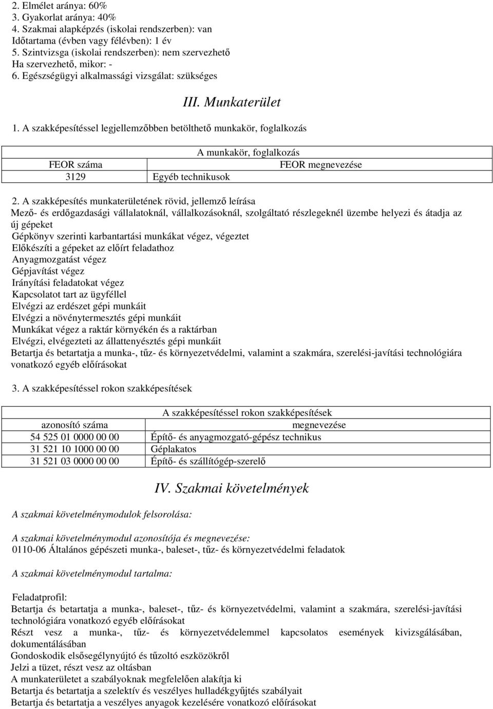 A szakképesítéssel legjellemzőbben betölthető munkakör, foglalkozás A munkakör, foglalkozás FEOR száma FEOR megnevezése 3129 Egyéb technikusok 2.