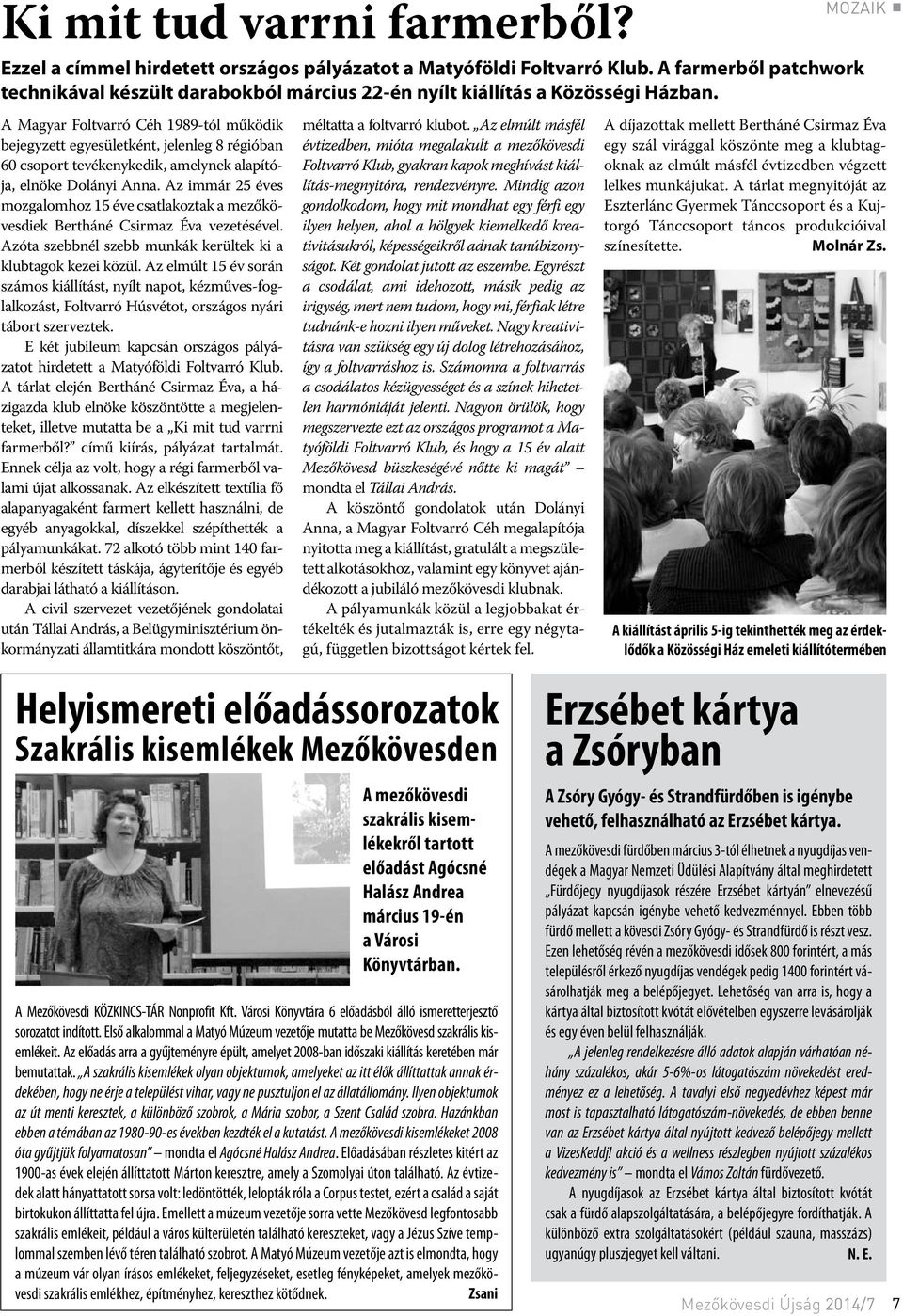 A Magyar Foltvarró Céh 1989-tól működik bejegyzett egyesületként, jelenleg 8 régióban 60 csoport tevékenykedik, amelynek alapítója, elnöke Dolányi Anna.