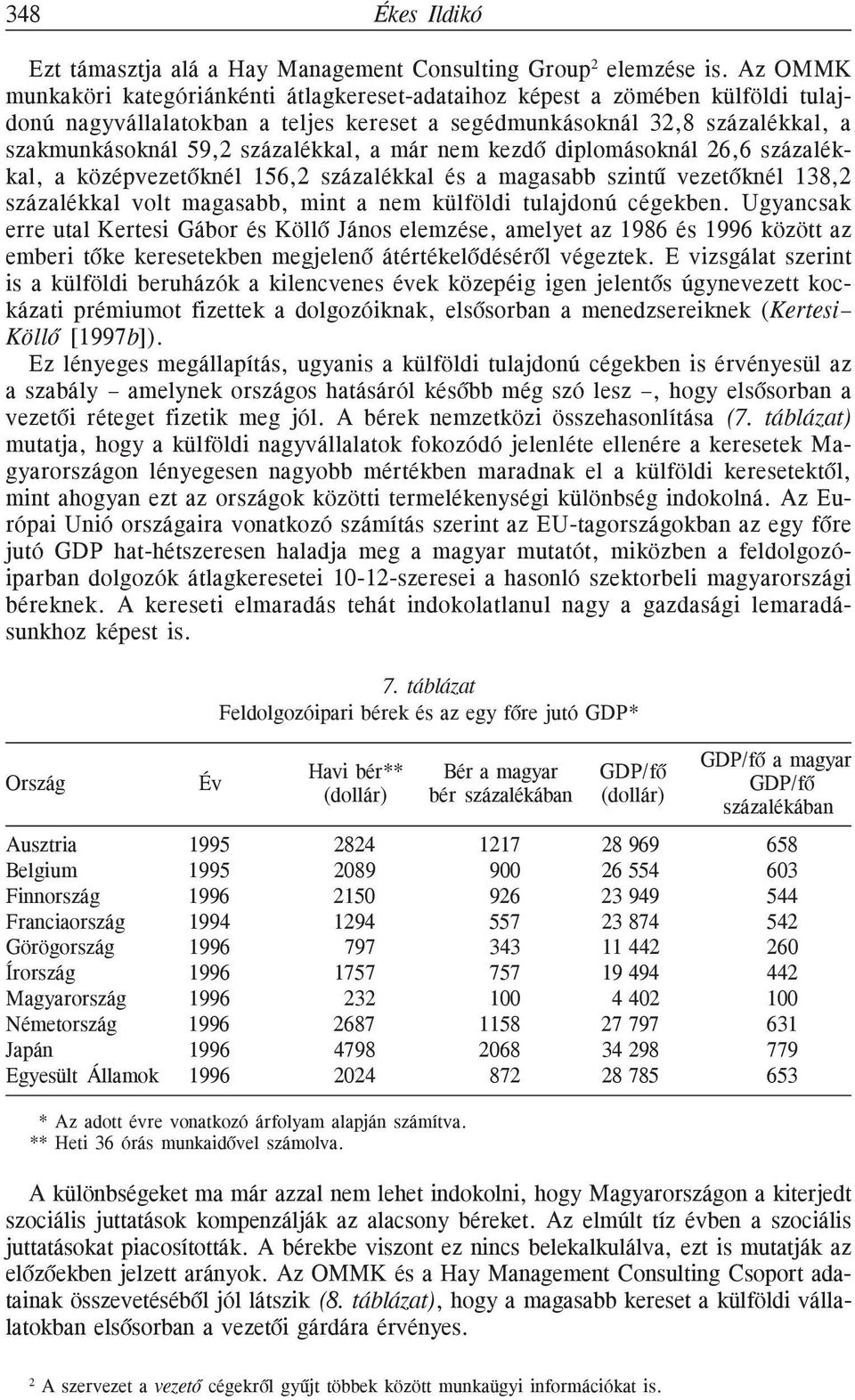 százalékkal, a már nem kezdõ diplomásoknál 26,6 százalékkal, a középvezetõknél 156,2 százalékkal és a magasabb szintû vezetõknél 138,2 százalékkal volt magasabb, mint a nem külföldi tulajdonú