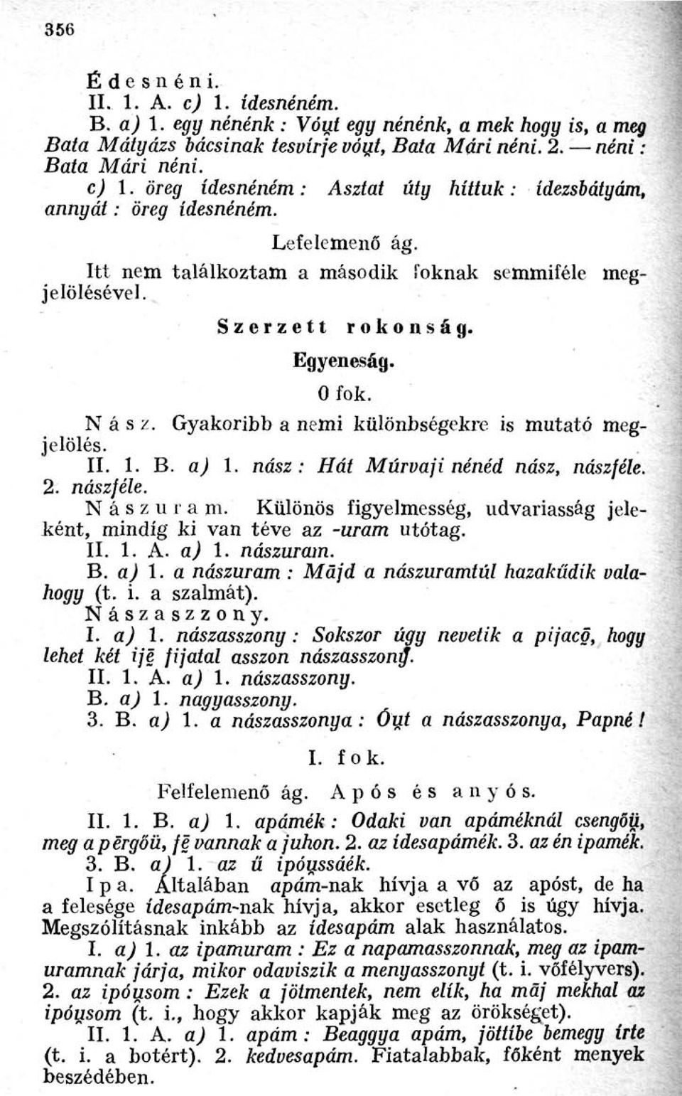 nász: Hát Múrvaji nénéd nász, nászféle. 2. nászféle. Nászuram. Különös figyelmesség, udvariasság jeleként, mindig ki van téve az -uram utótag. II. 1. A. a) 1.