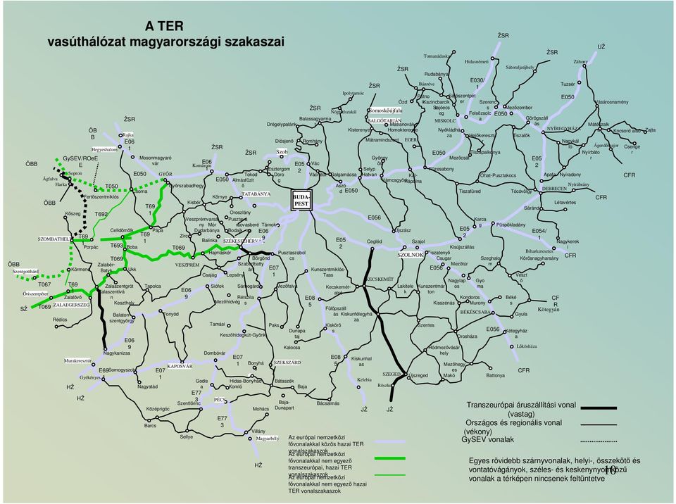 E69Somogyszob Gyékényes 1 HŽ T692 T050 Mosonmagyaró vár E050 Csorna T69 1 T69 1 Pápa Tapolca Nagyatád GYİR Középrigóc Barcs E07 1 KAPOSVÁR E06 Komárom 1 Gyırszabadhegy Fonyód Kisbér Godis a E77 3