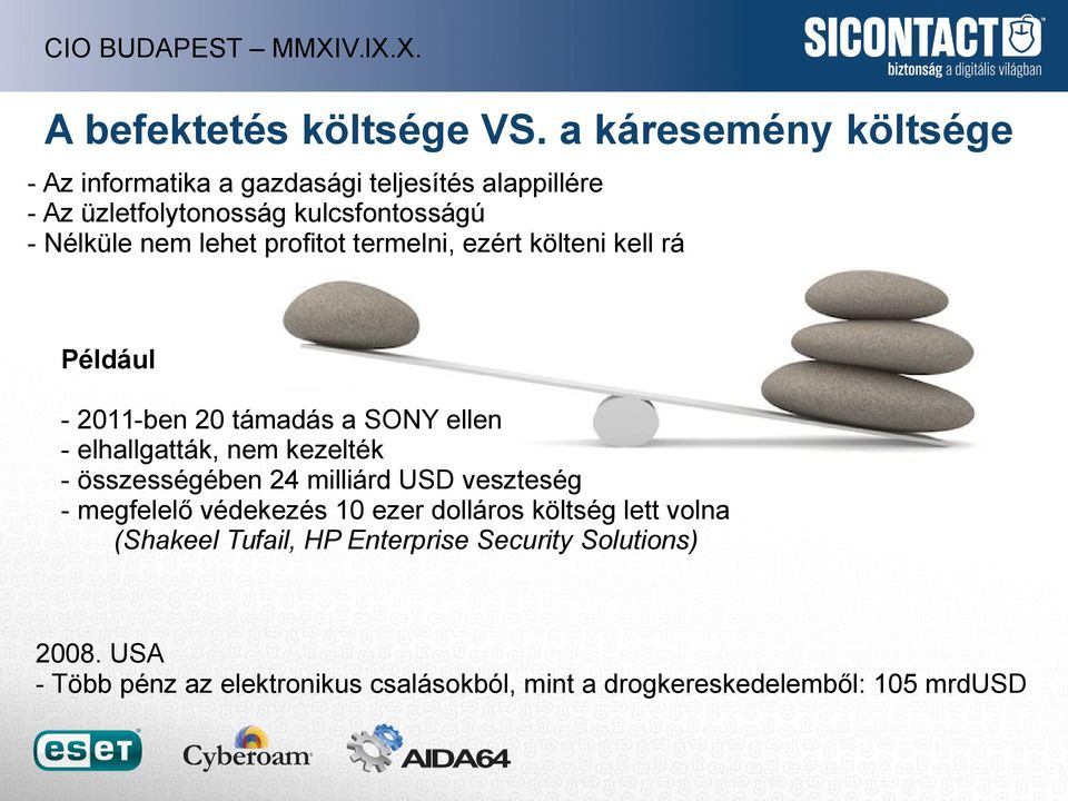 lehet profitot termelni, ezért költeni kell rá Például - 2011-ben 20 támadás a SONY ellen - elhallgatták, nem kezelték -