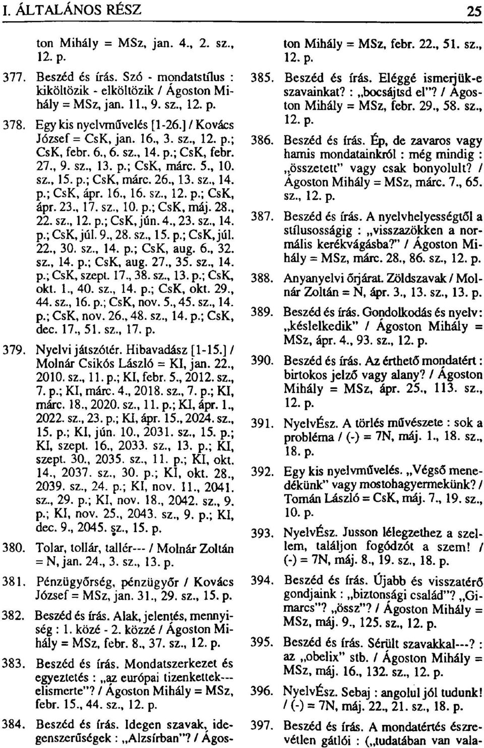 sz., 12. p.; CsK, ápr. 23., 17. sz., 10. p.; CsK, máj. 28., 22. sz., 12. p.; CsK, jún. 4., 23. sz., 14. p.; CsK, júl. 9., 28. sz., 15. p.; CsK, júl. 22., 30. sz., 14. p.; CsK, aug. 6., 32. sz., 14. p.; CsK, aug. 27.