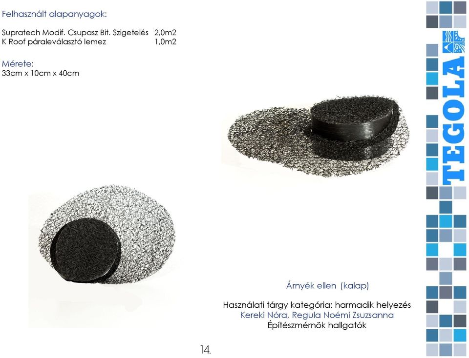 10cm x 40cm Árnyék ellen (kalap) Használati tárgy