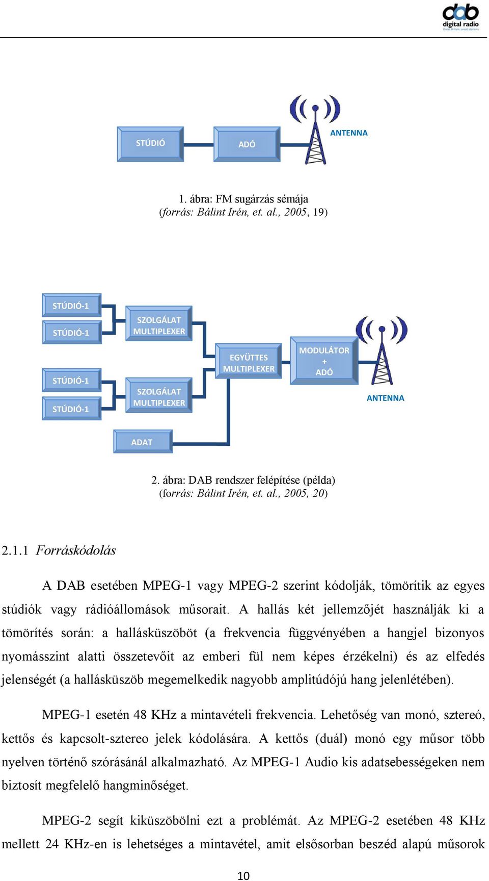 ábra: DAB rendszer felépítése (példa) (forrás: Bálint Irén, et. al., 2005, 20) 2.1.