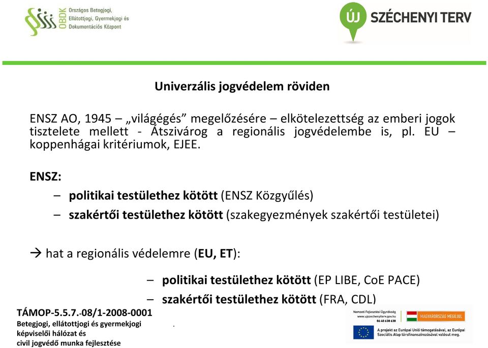 kötött (ENSZ Közgyűlés) szakértői testülethez kötött (szakegyezmények szakértői testületei) hat a regionális