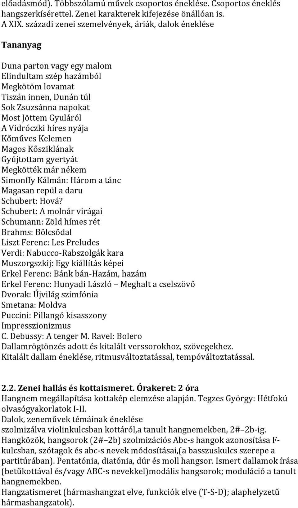 Vidróczki híres nyája Kőműves Kelemen Magos Kősziklának Gyújtottam gyertyát Megkötték már nékem Simonffy Kálmán: Három a tánc Magasan repül a daru Schubert: Hová?