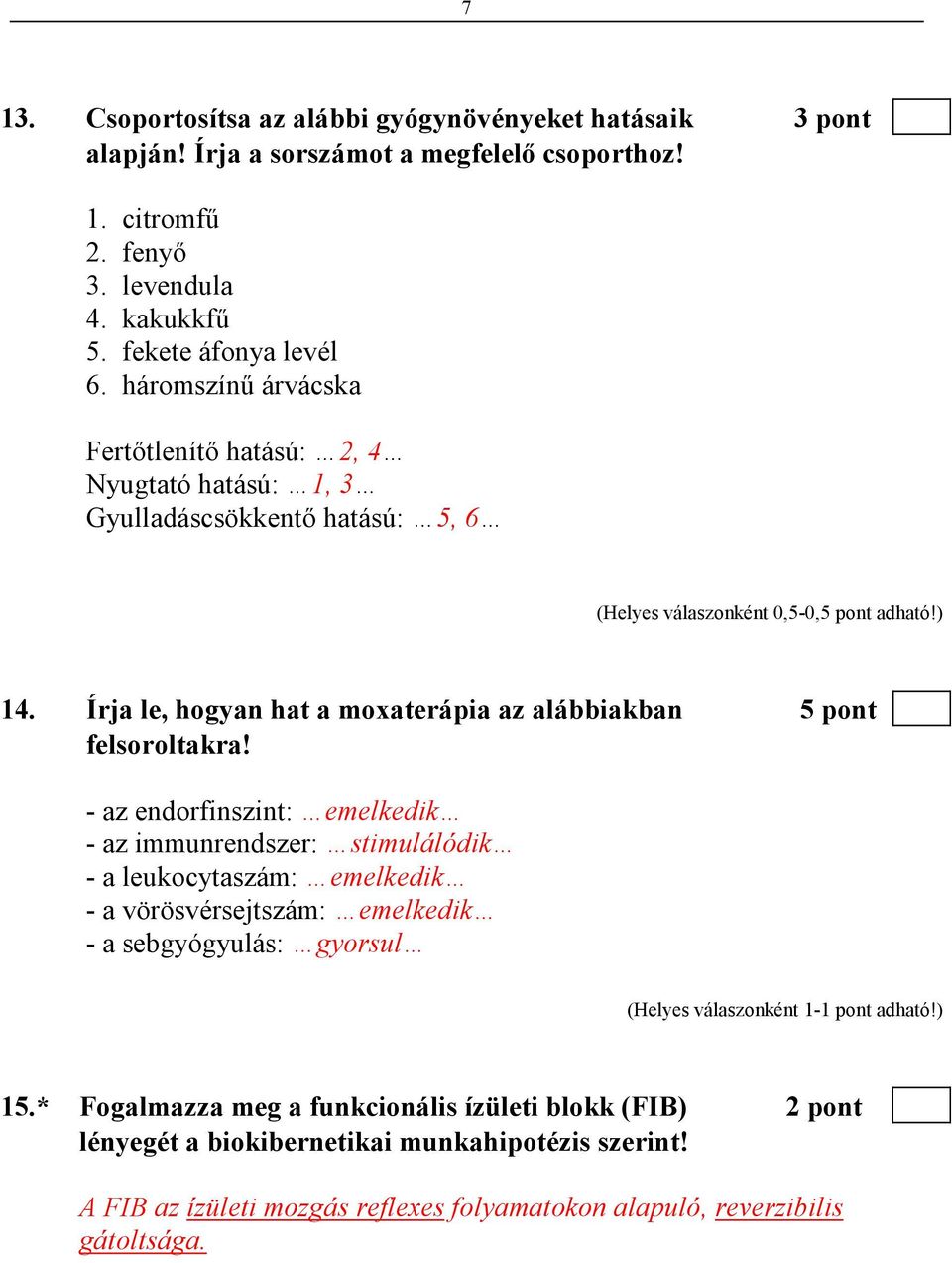 Írja le, hogyan hat a moxaterápia az alábbiakban 5 pont felsoroltakra!