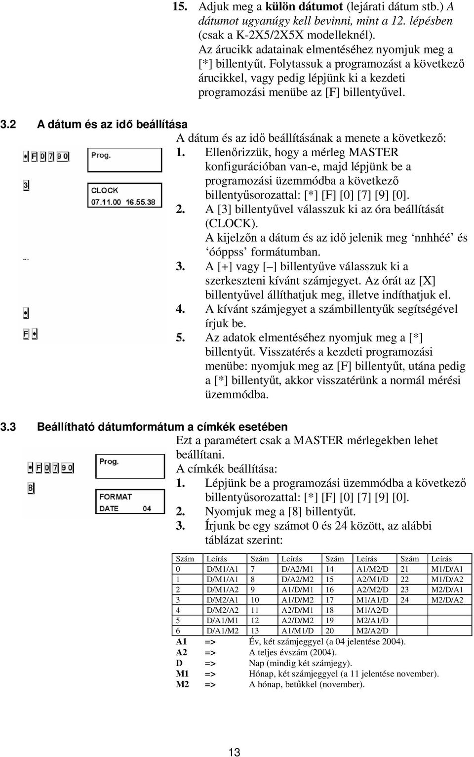 2 A dátum és az idő beállítása A dátum és az idő beállításának a menete a következő: 1.