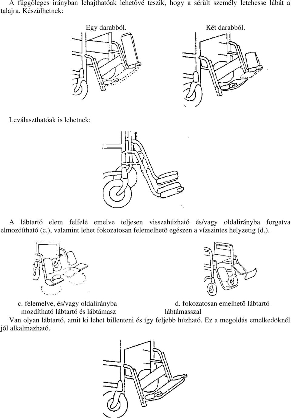 ), valamint lehet fokozatosan felemelhetõ egészen a vízszintes helyzetig (d.). c. felemelve, és/vagy oldalirányba d.