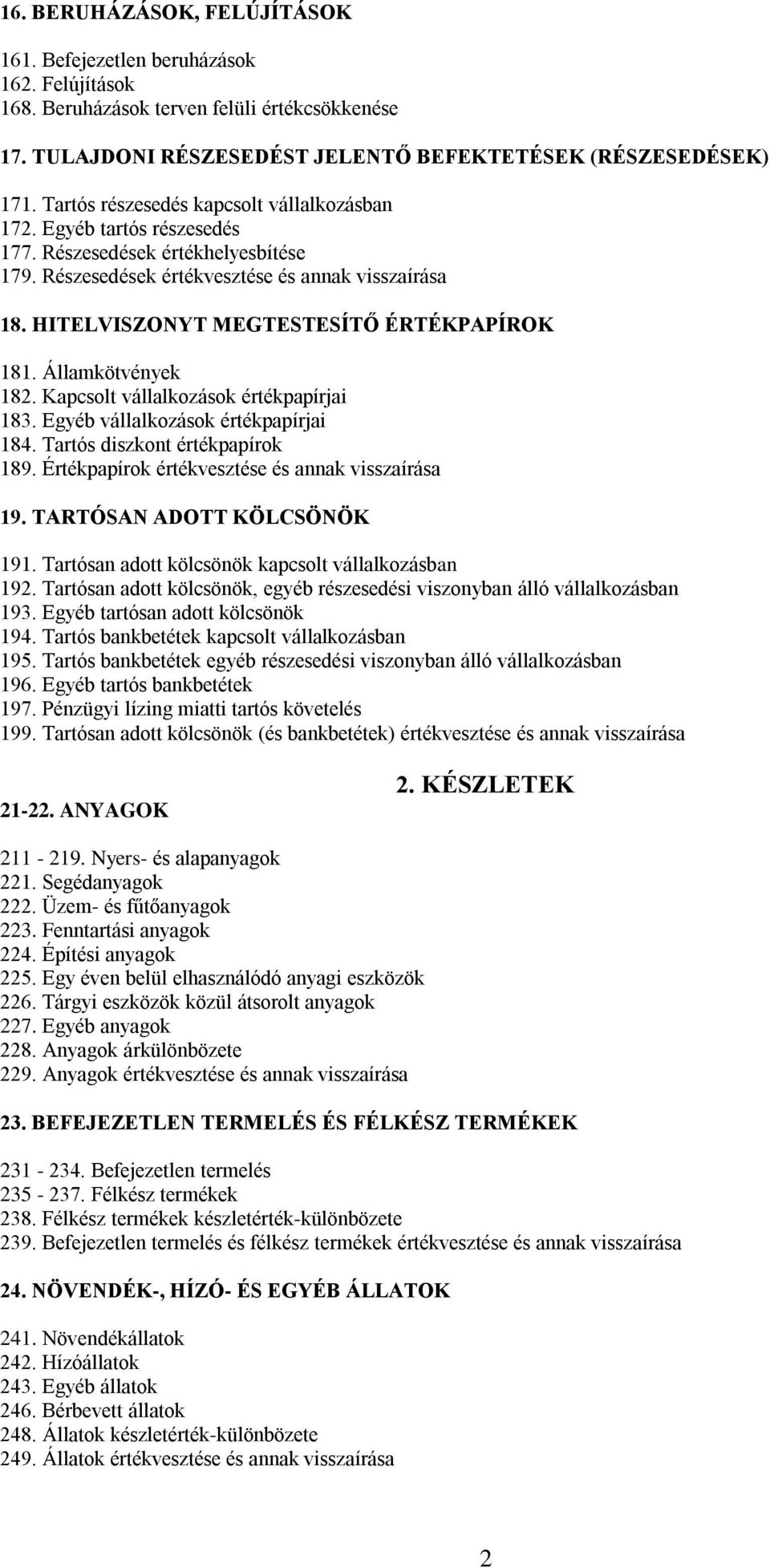 HITELVISZONYT MEGTESTESÍTŐ ÉRTÉKPAPÍROK 181. Államkötvények 182. Kapcsolt vállalkozások értékpapírjai 183. Egyéb vállalkozások értékpapírjai 184. Tartós diszkont értékpapírok 189.